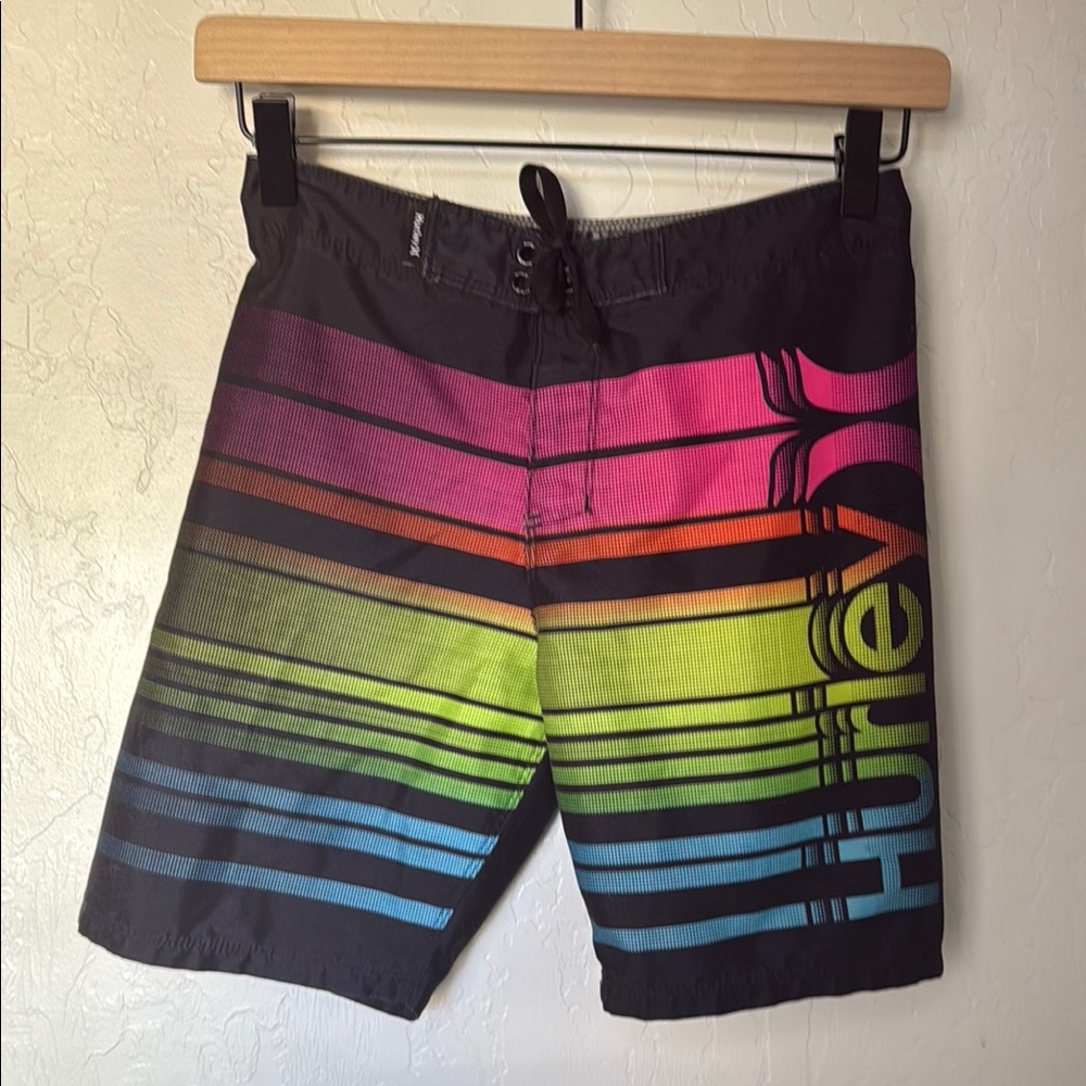 Hurley | Boy’s Black and Multicolor Board Shorts | Size 10/25 Waist